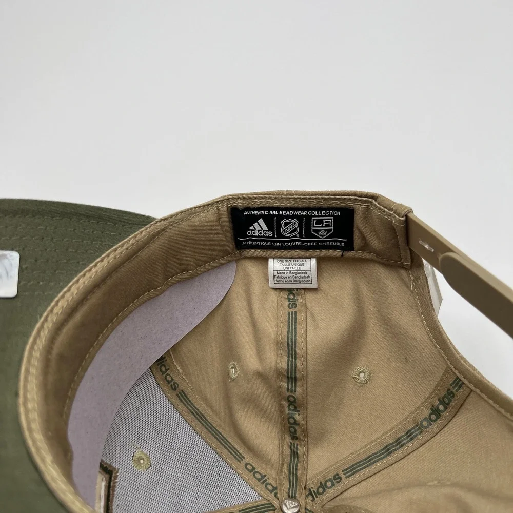 Adidas NHL Los Angeles Kings Snapback Hat Tan Olive Green OSFA NEW‎